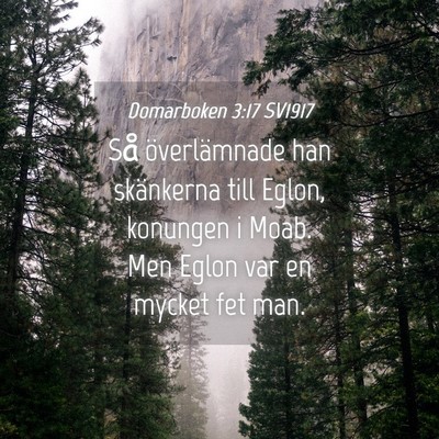 Picture 04 - Domarboken 3:17 SV1917 - Så överlämnade han skänkerna till Eglon, - Bible Verse Picture