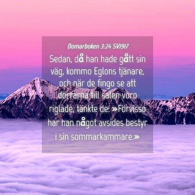 Picture 04 - Domarboken 3:24 SV1917 - Sedan, då han hade gått sin väg, kommo Eglons - Bible Verse Picture
