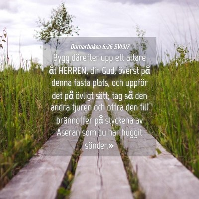 Picture 04 - Domarboken 6:26 SV1917 - Bygg därefter upp ett altare åt HERREN, din - Bible Verse Picture