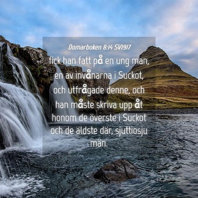 Picture 04 - Domarboken 8:14 SV1917 - fick han fatt på en ung man, en av invånarna i - Bible Verse Picture