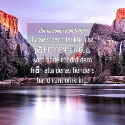 Picture 04 - Domarboken 8:34 SV1917 - Israels barn tänkte icke på HERREN, sin Gud, - Bible Verse Picture