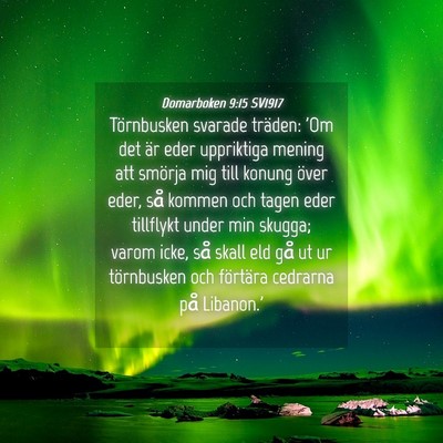 Picture 04 - Domarboken 9:15 SV1917 - Törnbusken svarade träden: 'Om det är eder - Bible Verse Picture