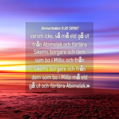 Picture 04 - Domarboken 9:20 SV1917 - varom icke, så må eld gå ut från Abimelek och - Bible Verse Picture