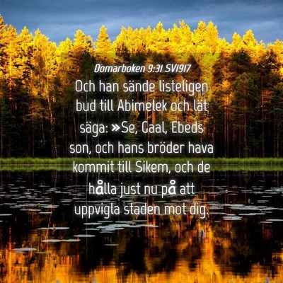 Picture 04 - Domarboken 9:31 SV1917 - Och han sände listeligen bud till Abimelek och - Bible Verse Picture