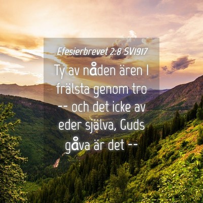 Picture 04 - Efesierbrevet 2:8 SV1917 - Ty av nåden ären I frälsta genom tro -- och - Bible Verse Picture
