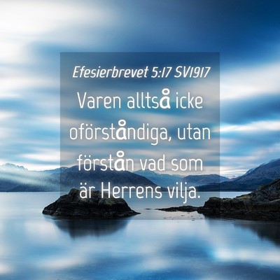 Picture 04 - Efesierbrevet 5:17 SV1917 - Varen alltså icke oförståndiga, utan förstån - Bible Verse Picture