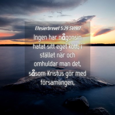 Picture 04 - Efesierbrevet 5:29 SV1917 - Ingen har någonsin hatat sitt eget kött; i - Bible Verse Picture