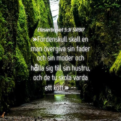 Picture 04 - Efesierbrevet 5:31 SV1917 - »Fördenskull skall en man övergiva sin fader - Bible Verse Picture