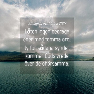 Picture 04 - Efesierbrevet 5:6 SV1917 - Låten ingen bedraga eder med tomma ord; ty för - Bible Verse Picture
