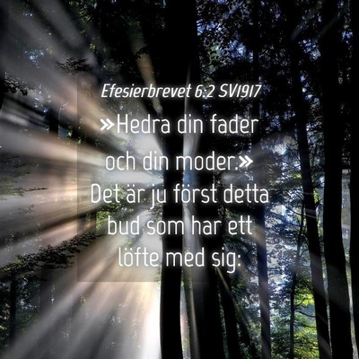 Picture 04 - Efesierbrevet 6:2 SV1917 - »Hedra din fader och din moder.» Det är ju - Bible Verse Picture