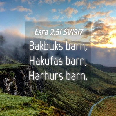 Picture 04 - Esra 2:51 SV1917 - Bakbuks barn, Hakufas barn, Harhurs - Bible Verse Picture