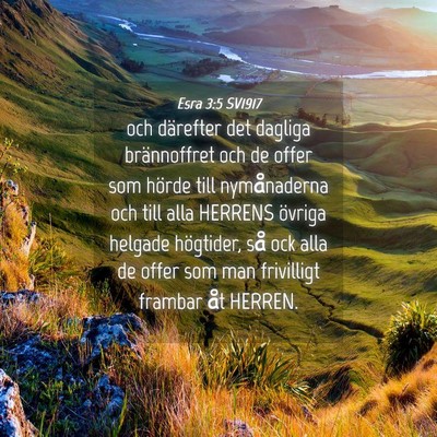 Picture 04 - Esra 3:5 SV1917 - och därefter det dagliga brännoffret och de - Bible Verse Picture