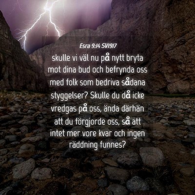 Picture 04 - Esra 9:14 SV1917 - skulle vi väl nu på nytt bryta mot dina bud och - Bible Verse Picture