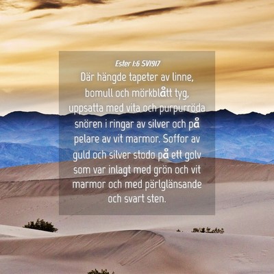 Picture 04 - Ester 1:6 SV1917 - Där hängde tapeter av linne, bomull och - Bible Verse Picture