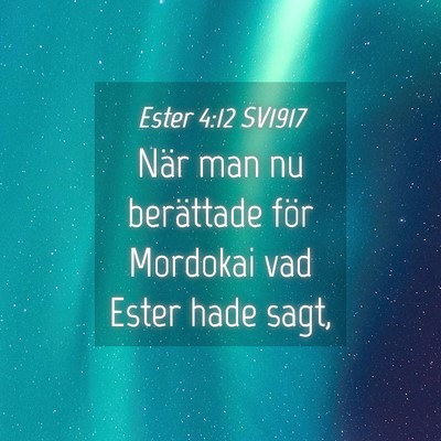 Picture 04 - Ester 4:12 SV1917 - När man nu berättade för Mordokai vad Ester - Bible Verse Picture