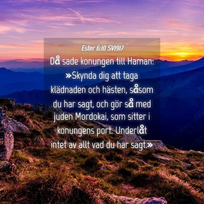 Picture 04 - Ester 6:10 SV1917 - Då sade konungen till Haman: »Skynda dig att - Bible Verse Picture