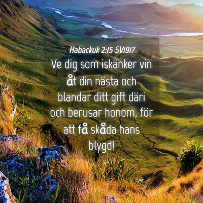 Picture 04 - Habackuk 2:15 SV1917 - Ve dig som iskänker vin åt din nästa och - Bible Verse Picture