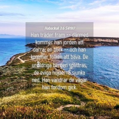 Picture 04 - Habackuk 3:6 SV1917 - Han träder fram -- därmed kommer han jorden att - Bible Verse Picture