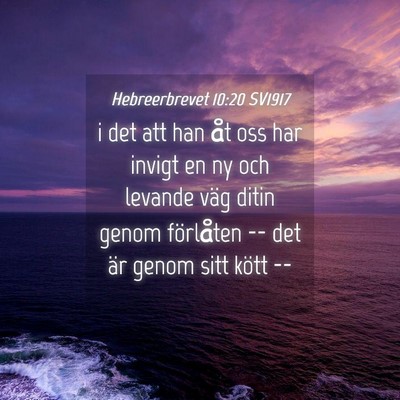Picture 04 - Hebreerbrevet 10:20 SV1917 - i det att han åt oss har invigt en ny och - Bible Verse Picture