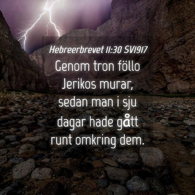 Picture 04 - Hebreerbrevet 11:30 SV1917 - Genom tron föllo Jerikos murar, sedan man i sju - Bible Verse Picture