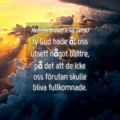 Picture 04 - Hebreerbrevet 11:40 SV1917 - ty Gud hade åt oss utsett något bättre, på - Bible Verse Picture