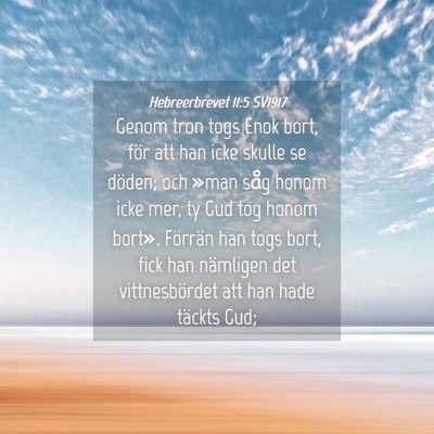 Picture 04 - Hebreerbrevet 11:5 SV1917 - Genom tron togs Enok bort, för att han icke - Bible Verse Picture