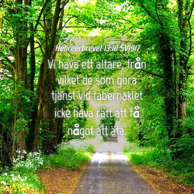 Picture 04 - Hebreerbrevet 13:10 SV1917 - Vi hava ett altare, från vilket de som göra - Bible Verse Picture