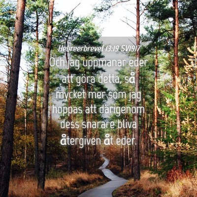 Picture 04 - Hebreerbrevet 13:19 SV1917 - Och jag uppmanar eder att göra detta, så mycket - Bible Verse Picture