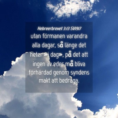 Picture 04 - Hebreerbrevet 3:13 SV1917 - utan förmanen varandra alla dagar, så länge - Bible Verse Picture
