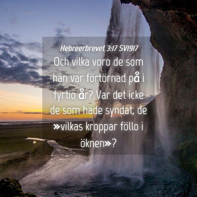 Picture 04 - Hebreerbrevet 3:17 SV1917 - Och vilka voro de som han var förtörnad på i - Bible Verse Picture