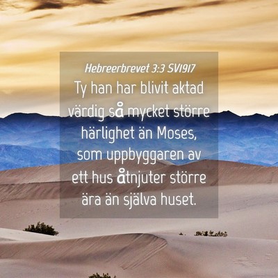 Picture 04 - Hebreerbrevet 3:3 SV1917 - Ty han har blivit aktad värdig så mycket - Bible Verse Picture