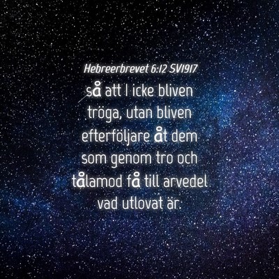 Picture 04 - Hebreerbrevet 6:12 SV1917 - så att I icke bliven tröga, utan bliven - Bible Verse Picture