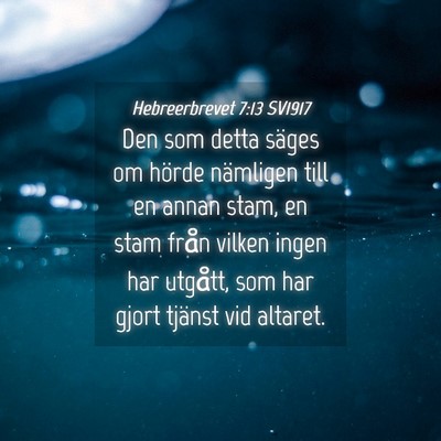 Picture 04 - Hebreerbrevet 7:13 SV1917 - Den som detta säges om hörde nämligen till en - Bible Verse Picture