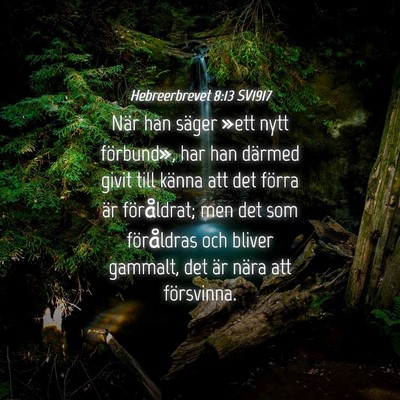Picture 04 - Hebreerbrevet 8:13 SV1917 - När han säger »ett nytt förbund», har han - Bible Verse Picture