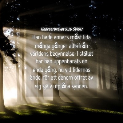 Picture 04 - Hebreerbrevet 9:26 SV1917 - Han hade annars måst lida många gånger allt - Bible Verse Picture