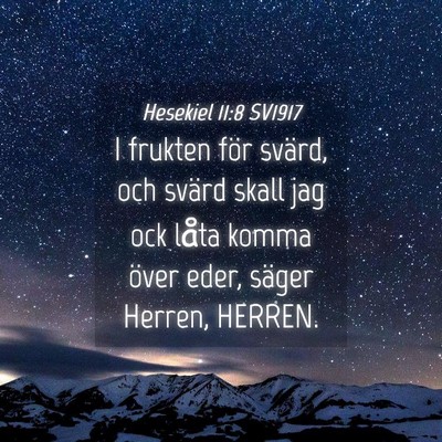 Picture 04 - Hesekiel 11:8 SV1917 - I frukten för svärd, och svärd skall jag ock - Bible Verse Picture