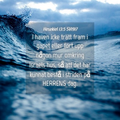 Picture 04 - Hesekiel 13:5 SV1917 - I haven icke trätt fram i gapet eller fört upp - Bible Verse Picture