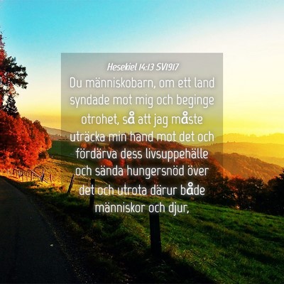 Picture 04 - Hesekiel 14:13 SV1917 - Du människobarn, om ett land syndade mot mig och - Bible Verse Picture