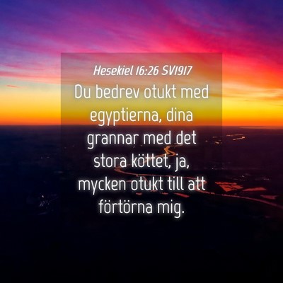 Picture 04 - Hesekiel 16:26 SV1917 - Du bedrev otukt med egyptierna, dina grannar med - Bible Verse Picture