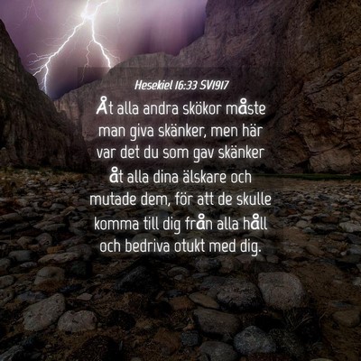 Picture 04 - Hesekiel 16:33 SV1917 - Åt alla andra skökor måste man giva skänker, - Bible Verse Picture