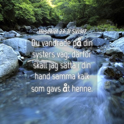Picture 04 - Hesekiel 23:31 SV1917 - Du vandrade på din systers väg; därför skall - Bible Verse Picture
