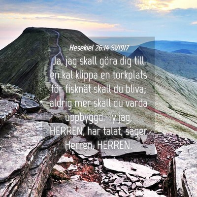 Picture 04 - Hesekiel 26:14 SV1917 - Ja, jag skall göra dig till en kal klippa en - Bible Verse Picture