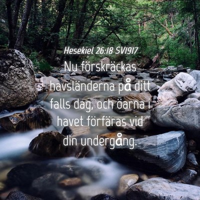 Picture 04 - Hesekiel 26:18 SV1917 - Nu förskräckas havsländerna på ditt falls - Bible Verse Picture