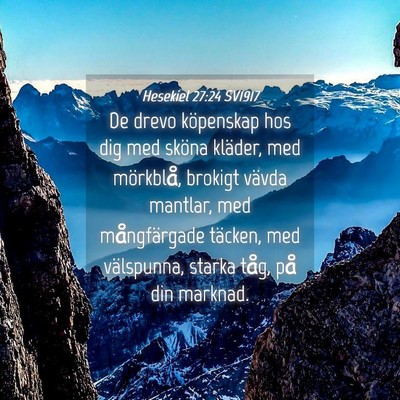 Picture 04 - Hesekiel 27:24 SV1917 - De drevo köpenskap hos dig med sköna kläder, - Bible Verse Picture
