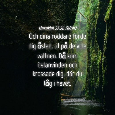 Picture 04 - Hesekiel 27:26 SV1917 - Och dina roddare förde dig åstad, ut på de - Bible Verse Picture