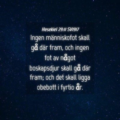Picture 04 - Hesekiel 29:11 SV1917 - Ingen människofot skall gå där fram, och ingen - Bible Verse Picture