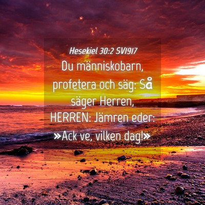 Picture 04 - Hesekiel 30:2 SV1917 - Du människobarn, profetera och säg: Så säger - Bible Verse Picture