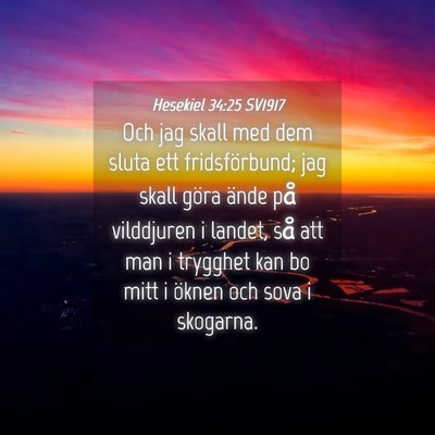 Picture 04 - Hesekiel 34:25 SV1917 - Och jag skall med dem sluta ett fridsförbund; - Bible Verse Picture