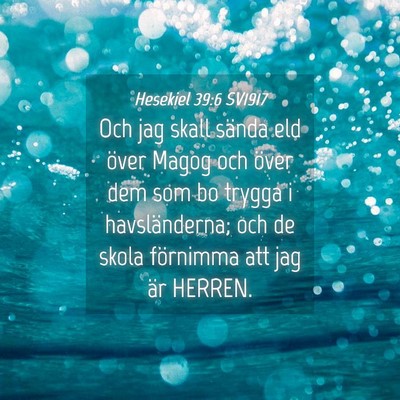 Picture 04 - Hesekiel 39:6 SV1917 - Och jag skall sända eld över Magog och över - Bible Verse Picture