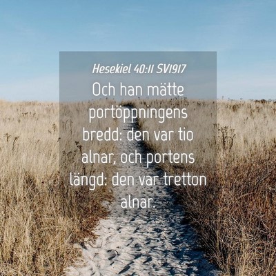 Picture 04 - Hesekiel 40:11 SV1917 - Och han mätte portöppningens bredd: den var tio - Bible Verse Picture